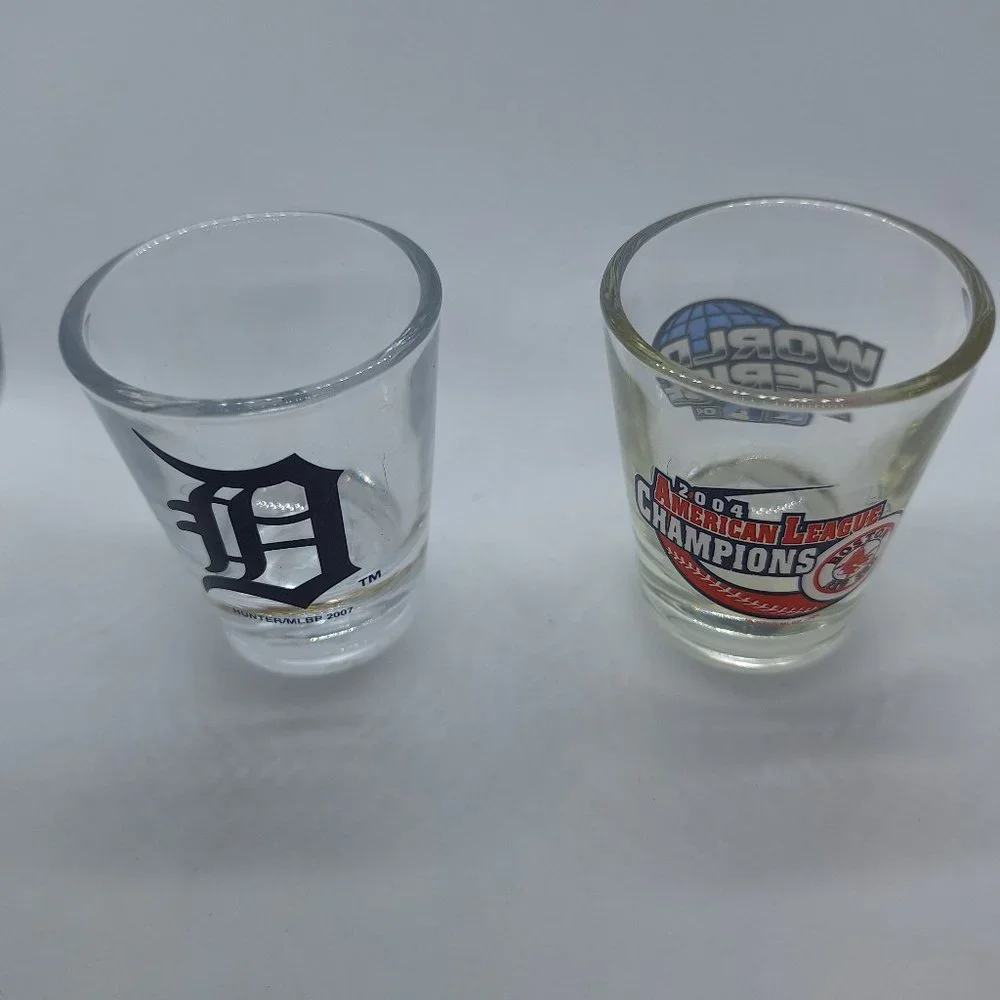 MLB Shot Glass - Lot of 2 - 2007 Detroit Tigers & 2004 Boston‎ Red Sox Champions